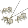 Rhodium Gold Filled Earring and Pendant Adult Set, Lion Design, Polished, Rhodium Finish, 10.185.0003.1