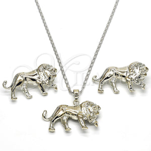 White Gold Filled Ring — Earring and Pendant Adult Set Lion Design Polished — main product view — SKU 114925 | Oro Laminado Blanco anillo — Earring and Pendant Adult Set Lion diseño pulido — SKU 114925
