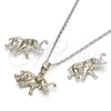 Rhodium Gold Filled Earring and Pendant Adult Set, Elephant Design, Polished, Rhodium Finish, 10.185.0005.1