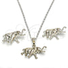 Rhodium Gold Filled Earring and Pendant Adult Set, Elephant Design, Polished, Rhodium Finish, 10.185.0005.1