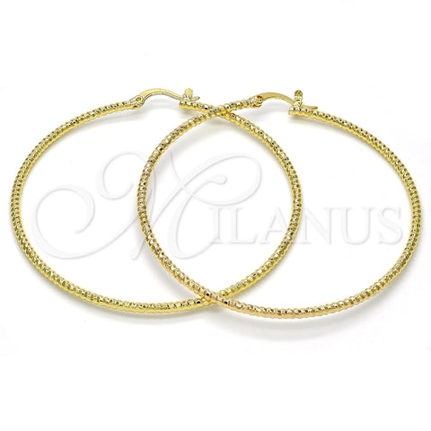 Oro Laminado Large Hoop, Gold Filled Style Diamond Cutting Finish, Golden Finish, 02.168.0036.60