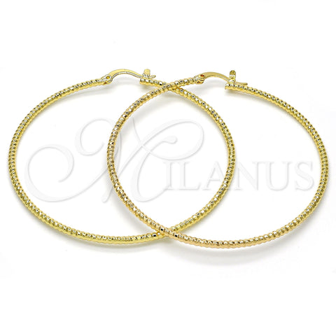 Oro Laminado Large Hoop, Gold Filled Style Diamond Cutting Finish, Golden Finish, 02.168.0036.60