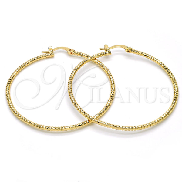 Oro Laminado Large Hoop, Gold Filled Style Diamond Cutting Finish, Golden Finish, 02.168.0036.50