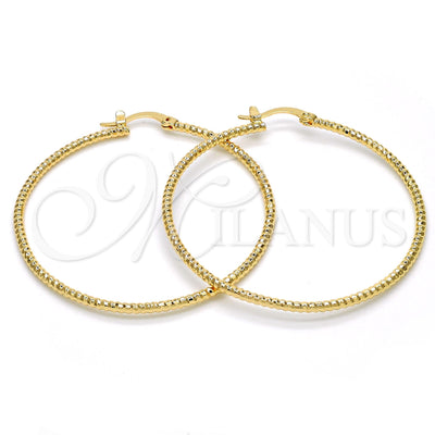 Gold Filled Hoop Earrings — Large Hoop Diamond Cutting 02. — main product view — SKU 114931 | Oro Laminado aretes de aro — Large Hoop Diamond Cutting 02. — SKU 114931