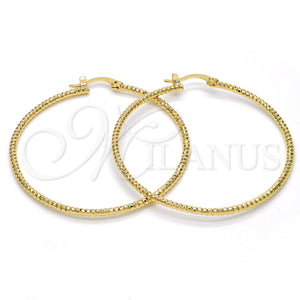 Gold Filled Hoop Earrings — Large Hoop Diamond Cutting 02. — main product view — SKU 114931 | Oro Laminado aretes de aro — Large Hoop Diamond Cutting 02. — SKU 114931