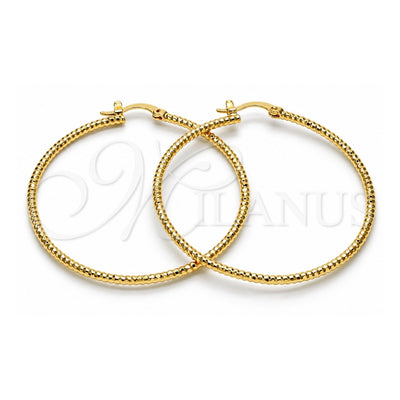 Oro Laminado Large Hoop, Gold Filled Style Diamond Cutting Finish, Golden Finish, 02.168.0036.50