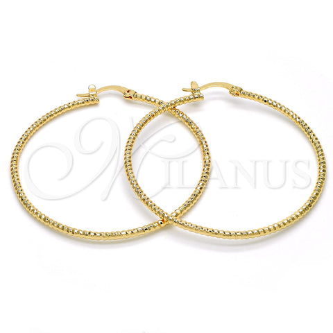 Oro Laminado Large Hoop, Gold Filled Style Diamond Cutting Finish, Golden Finish, 02.168.0036.50