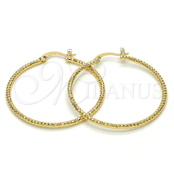 Oro Laminado Medium Hoop, Gold Filled Style Diamond Cutting Finish, Golden Finish, 02.168.0036.40