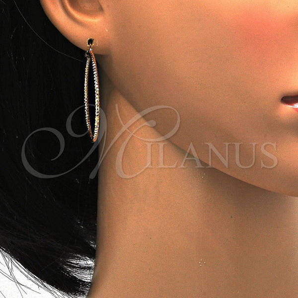 Gold Filled Hoop Earrings — Medium Hoop Diamond Cutting 02. — main product view — SKU 114932 | Oro Laminado aretes de aro — Medium Hoop Diamond Cutting 02. — SKU 114932
