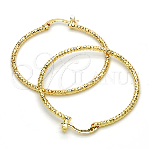 Gold Filled Hoop Earrings — Medium Hoop Diamond Cutting 02. — alternate product view — SKU 114932 | Oro Laminado aretes de aro — Medium Hoop Diamond Cutting 02. — SKU 114932