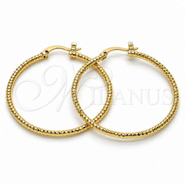 Oro Laminado Medium Hoop, Gold Filled Style Diamond Cutting Finish, Golden Finish, 02.168.0036.40