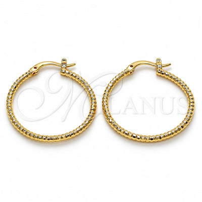 Oro Laminado Medium Hoop, Gold Filled Style Diamond Cutting Finish, Golden Finish, 02.168.0036.30