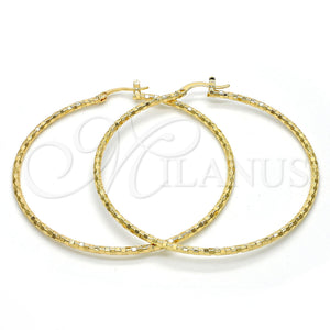 Gold Filled Hoop Earrings — Large Hoop Diamond Cutting 02. — main product view — SKU 114934 | Oro Laminado aretes de aro — Large Hoop Diamond Cutting 02. — SKU 114934
