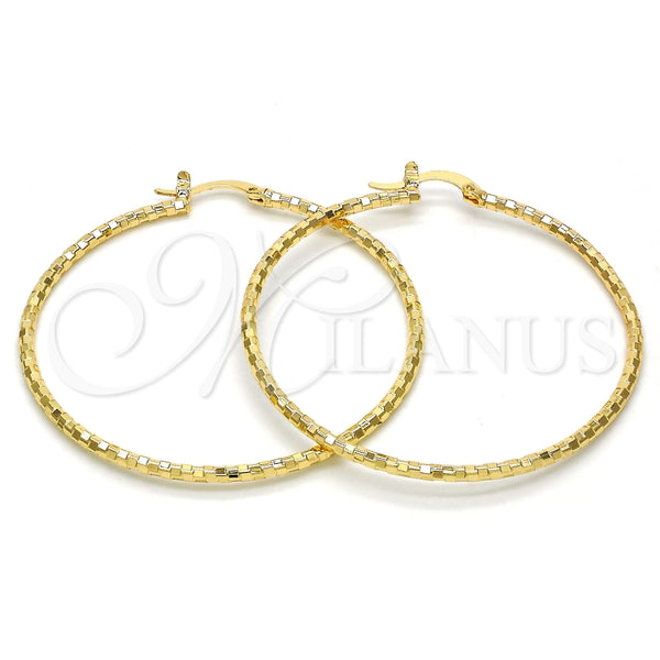 Oro Laminado Large Hoop, Gold Filled Style Diamond Cutting Finish, Golden Finish, 02.168.0037.50