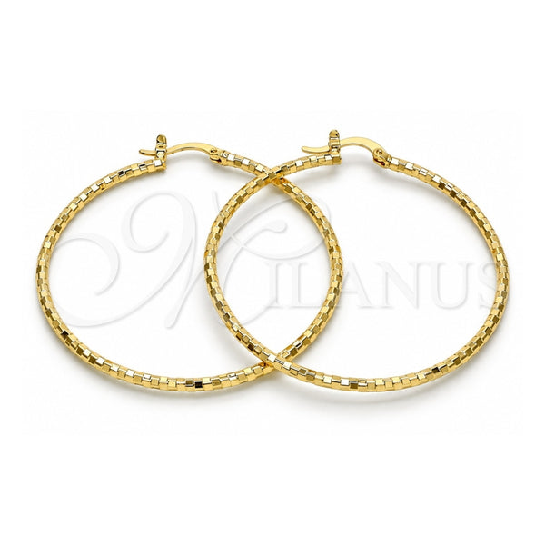 Oro Laminado Large Hoop, Gold Filled Style Diamond Cutting Finish, Golden Finish, 02.168.0037.50