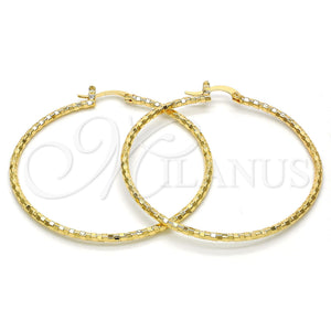 Gold Filled Hoop Earrings — Large Hoop Diamond Cutting 02. — main product view — SKU 114935 | Oro Laminado aretes de aro — Large Hoop Diamond Cutting 02. — SKU 114935