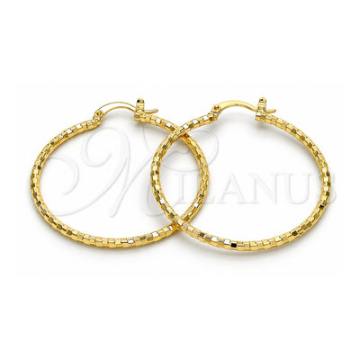 Oro Laminado Medium Hoop, Gold Filled Style Diamond Cutting Finish, Golden Finish, 02.168.0037.40