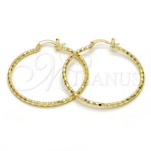 Gold Filled Hoop Earrings — Medium Hoop Diamond Cutting 02. — main product view — SKU 114936 | Oro Laminado aretes de aro — Medium Hoop Diamond Cutting 02. — SKU 114936