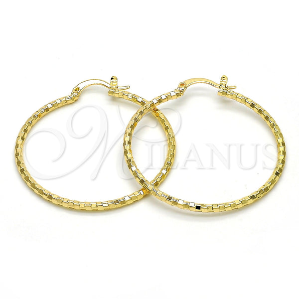 Gold Filled Hoop Earrings — Medium Hoop Diamond Cutting 02. — main product view — SKU 114936 | Oro Laminado aretes de aro — Medium Hoop Diamond Cutting 02. — SKU 114936