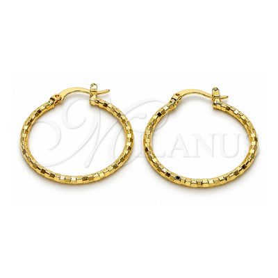 Oro Laminado Medium Hoop, Gold Filled Style Diamond Cutting Finish, Golden Finish, 02.168.0037.30