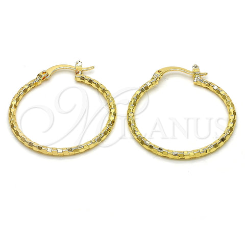 Oro Laminado Medium Hoop, Gold Filled Style Diamond Cutting Finish, Golden Finish, 02.168.0037.30