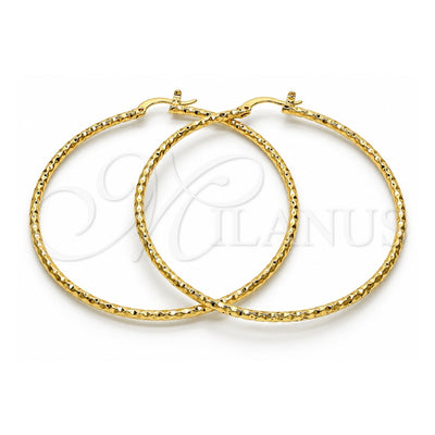Oro Laminado Large Hoop, Gold Filled Style Diamond Cutting Finish, Golden Finish, 02.168.0040.60