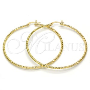Gold Filled Hoop Earrings — Large Hoop Diamond Cutting 02. — main product view — SKU 114946 | Oro Laminado aretes de aro — Large Hoop Diamond Cutting 02. — SKU 114946