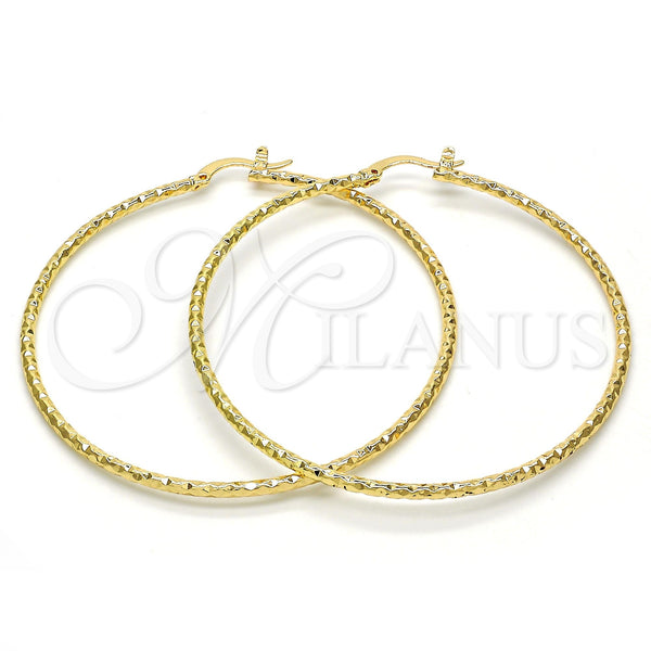 Gold Filled Hoop Earrings — Large Hoop Diamond Cutting 02. — main product view — SKU 114946 | Oro Laminado aretes de aro — Large Hoop Diamond Cutting 02. — SKU 114946
