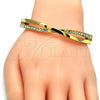 Oro Laminado Individual Bangle, Gold Filled Style with White Crystal, Polished, Golden Finish, 07.252.0041.05 (06 MM Thickness, Size 5 (2.50 Diameter))