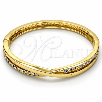 Oro Laminado Individual Bangle, Gold Filled Style with White Crystal, Polished, Golden Finish, 07.252.0041.05 (06 MM Thickness, Size 5 (2.50 Diameter))