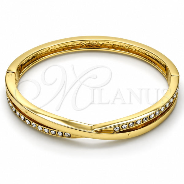 Oro Laminado Individual Bangle, Gold Filled Style with White Crystal, Polished, Golden Finish, 07.252.0041.05 (06 MM Thickness, Size 5 (2.50 Diameter))