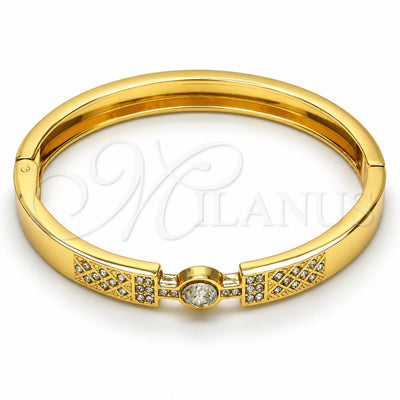 Oro Laminado Individual Bangle, Gold Filled Style with White Crystal, Polished, Golden Finish, 07.252.0034.04 (08 MM Thickness, Size 4 (2.25 Diameter))