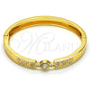Oro Laminado Individual Bangle, Gold Filled Style with White Crystal, Polished, Golden Finish, 07.252.0034.04 (08 MM Thickness, Size 4 (2.25 Diameter))