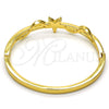 Oro Laminado Individual Bangle, Gold Filled Style Flower Design, with White Crystal, Polished, Golden Finish, 07.252.0037.04 (04 MM Thickness, Size 4 (2.25 Diameter))