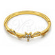 Oro Laminado Individual Bangle, Gold Filled Style Flower Design, with White Crystal, Polished, Golden Finish, 07.252.0037.04 (04 MM Thickness, Size 4 (2.25 Diameter))