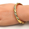 Oro Laminado Individual Bangle, Gold Filled Style Twist Design, with White Crystal, Polished, Golden Finish, 07.252.0039.04 (06 MM Thickness, Size 4 (2.25 Diameter))
