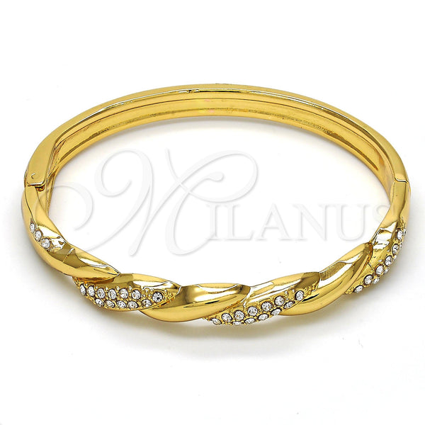 Gold Filled Jewelry — Individual Bangle Twist Design with White Crystal Polished — main product view — SKU 114954 | Oro Laminado joyería — Individual Bangle Twist diseño with cristal blanco pulido — SKU 114954