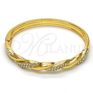 Gold Filled Jewelry — Individual Bangle Twist Design with White Crystal Polished — main product view — SKU 114954 | Oro Laminado joyería — Individual Bangle Twist diseño with cristal blanco pulido — SKU 114954