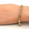 Oro Laminado Basic Bracelet, Gold Filled Style Puff Mariner Design, Polished, Golden Finish, 04.63.1310.08 (Thickness, 8 Inches Length)