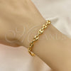 Oro Laminado Basic Bracelet, Gold Filled Style Puff Mariner Design, Polished, Golden Finish, 04.63.1310.08 (Thickness, 8 Inches Length)