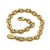 Oro Laminado Basic Bracelet, Gold Filled Style Puff Mariner Design, Polished, Golden Finish, 04.63.1310.08 (Thickness, 8 Inches Length)