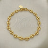 Oro Laminado Basic Bracelet, Gold Filled Style Puff Mariner Design, Polished, Golden Finish, 04.63.1310.08 (Thickness, 8 Inches Length)