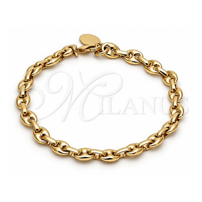 Oro Laminado Basic Bracelet, Gold Filled Style Puff Mariner Design, Polished, Golden Finish, 04.63.1310.08 (Thickness, 8 Inches Length)
