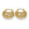 Oro Laminado Medium Hoop, Gold Filled Style Heart Design, Diamond Cutting Finish, Golden Finish, 02.170.0174.30