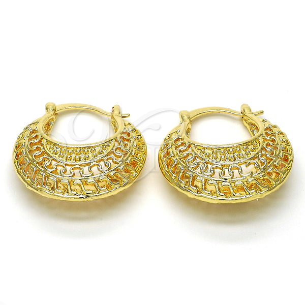 Gold Filled Hoop Earrings — Medium Hoop Diamond Cutting 02. — main product view — SKU 114965 | Oro Laminado aretes de aro — Medium Hoop Diamond Cutting 02. — SKU 114965