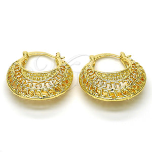 Gold Filled Hoop Earrings — Medium Hoop Diamond Cutting 02. — main product view — SKU 114965 | Oro Laminado aretes de aro — Medium Hoop Diamond Cutting 02. — SKU 114965
