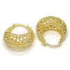 Oro Laminado Medium Hoop, Gold Filled Style Leaf Design, Diamond Cutting Finish, Golden Finish, 02.170.0177.30