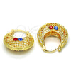 Oro Laminado Medium Hoop, Gold Filled Style with Blue Topaz and Garnet Crystal, Polished, Golden Finish, 02.170.0179.30