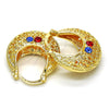 Oro Laminado Medium Hoop, Gold Filled Style with Blue Topaz and Garnet Crystal, Polished, Golden Finish, 02.170.0179.30