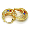 Oro Laminado Medium Hoop, Gold Filled Style with Blue Topaz and Garnet Crystal, Polished, Golden Finish, 02.170.0179.30